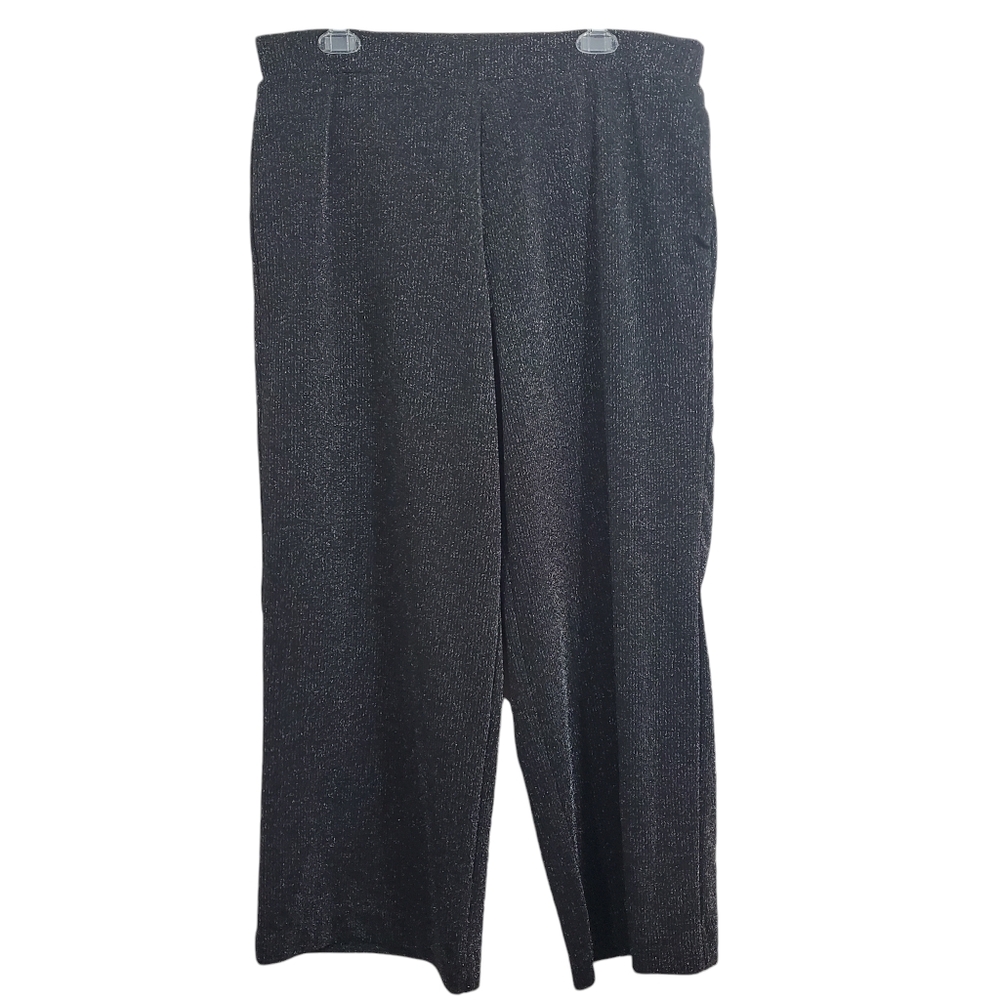 Alfani Metallic Silver Black Dressy Sparkly Pull On Pants Size XL Party Holiday